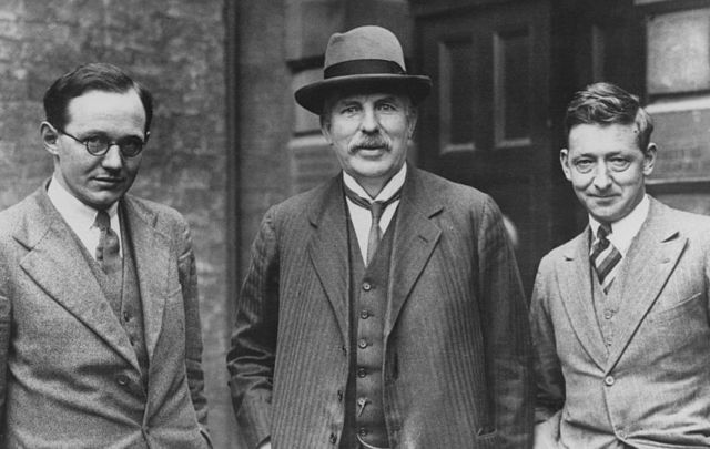L to R. Dr. Ernest Walton (1903 - 1995), Lord Rutherford (1871 - 1937), Nobel prizewinner for chemistry (1908) and Dr. John Cockcroft (1897 -1967) who have split the atom. Cockcroft and Walton later won the Nobel prize for physics (1951) for their work.\n
