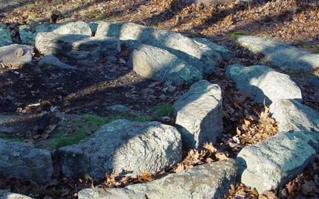 A stone circle located at Gungywamp, Connecticut. 