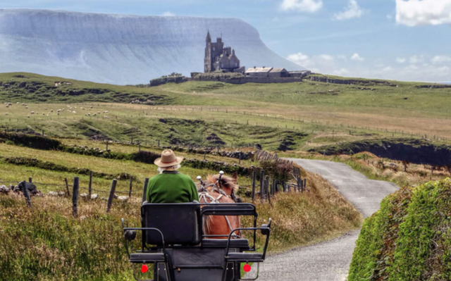 Belbulben mountain and Classiebawn Castle, in County Sligo. 