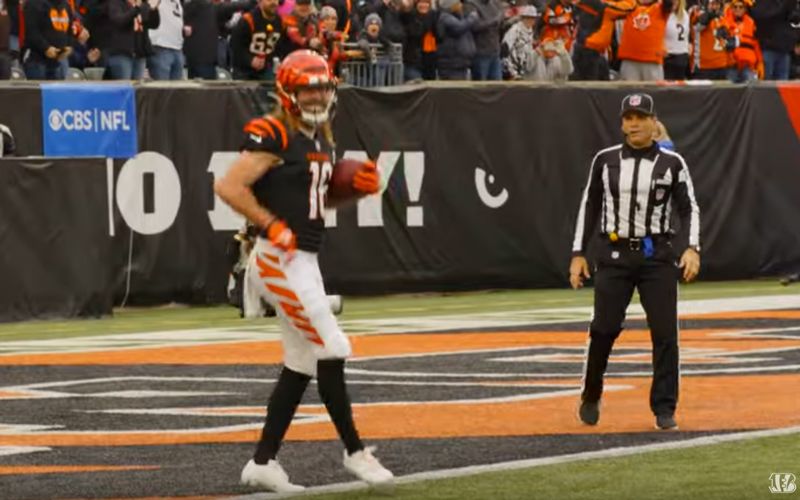 Trenton Irwin smiles big with game ball after Cincinnati Bengals win