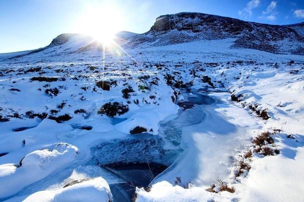 The Mourne Mountains during snow.