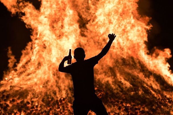 July 11, 2020: Scenes from a bonfire in Co Antrim.