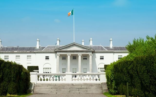 Áras an Uachtaráin, the official residence of the President of Ireland, in Dublin\'s Phoenix Park.