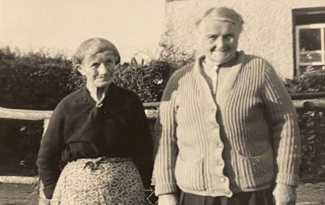 Fan Dalton and my grandmother, Nora Fogarty, outside her cottage in Tipperary. Circa 1960