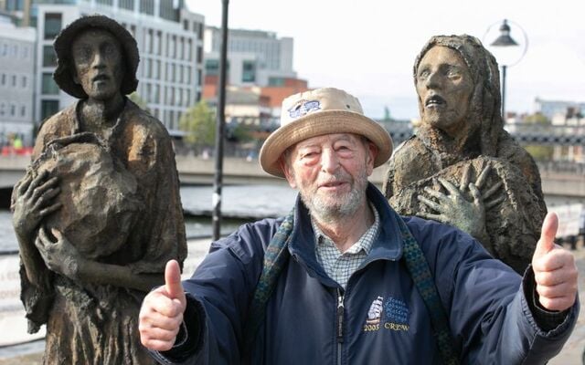 Jim Callery in Dublin marking the end of 165km walk.