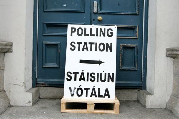 Sign for a polling station in Ireland.