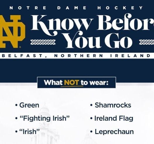 No green? Notre Dame Hockey apologizes for 'offensive' Belfast guidelines