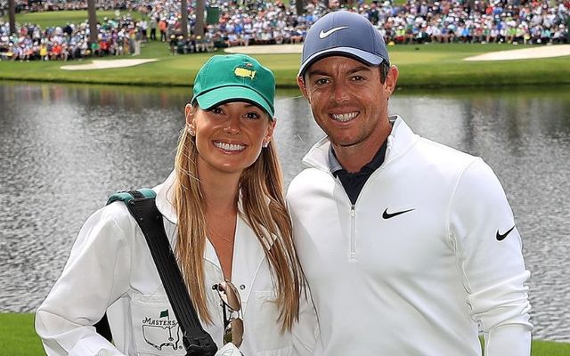 April 4, 2018: Rory McIlroy and his wife Erica during the Par 3 Contest prior to the start of the 2018 Masters Tournament at Augusta National Golf Club in Augusta, Georgia. 