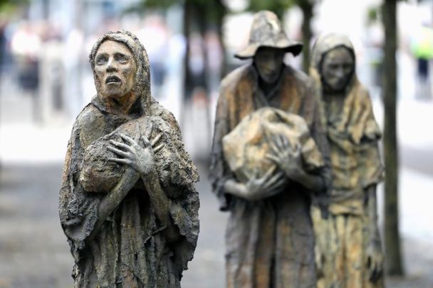 The Famine Memorial on the bank of the River Liffey in Dublin in 2018.