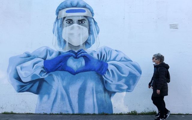 A mural in Harolds Cross, Dublin depicting a nurse in Personal Protective Equipment (PPE) in November 2021.