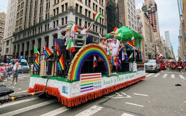 The Ireland float in New York City’s 2023 Pride pride on 5th Avenue.