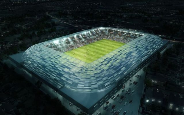 A rendering of the aerial view of the redeveloped Casement Park in Belfast. 