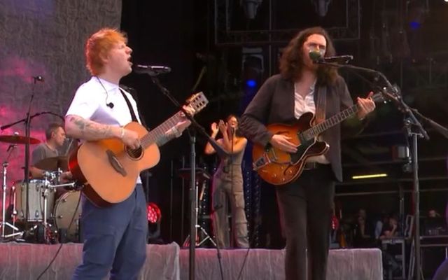 Hozier brings out Ed Sheeran for a \"Work Song\" duet at the 2024 Pinkpop festival.