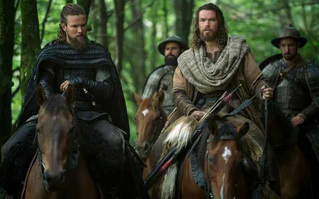 Leo Suter (left) in the latest series of \"Vikings: Valhalla\". 
