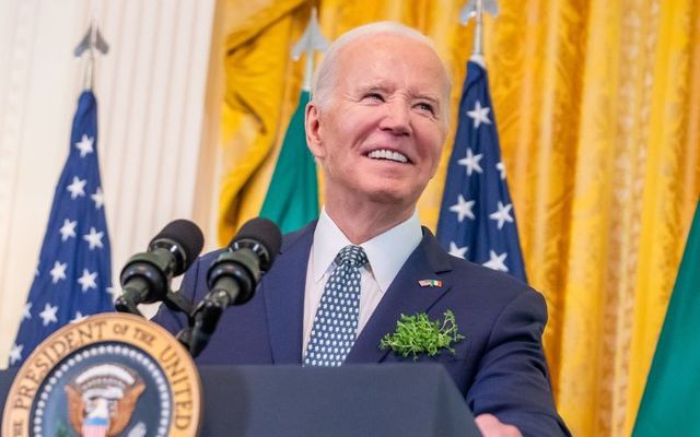 US President Joe Biden at the White House for St. Patrick\'s Day 2024.