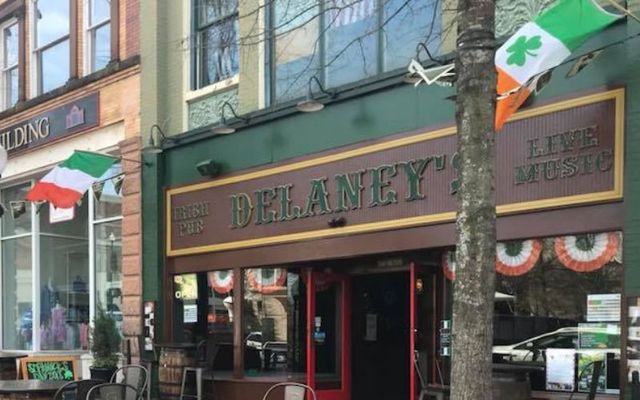 Delaney\'s Irish Pub has issued an appeal after two vandals were pictured stealing a custom-made Irish flag.