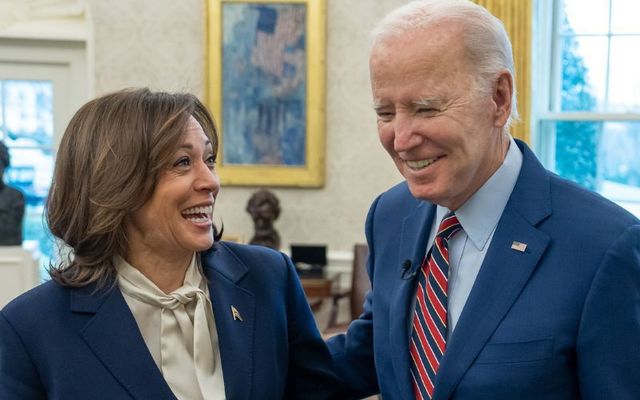 January 17, 2023: President Joe Biden prepares to have lunch with Vice President Kamala Harris in the Oval Office at The White House.