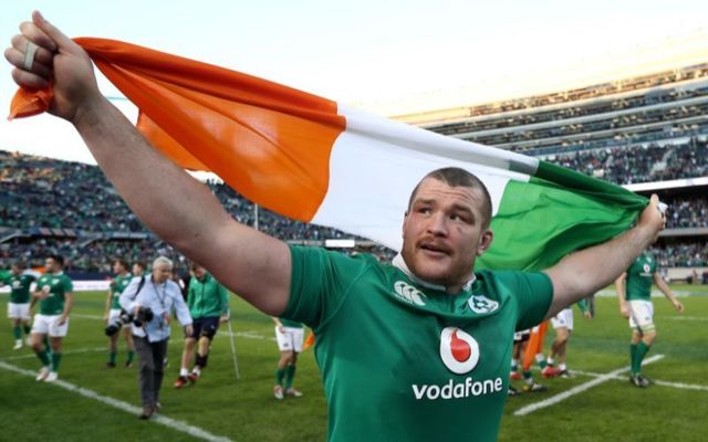 November 5, 2016: Jack McGrath of Ireland celebrates following his team\'s 40-29 victory during the international match between Ireland and New Zealand at Soldier Field in Chicago. 