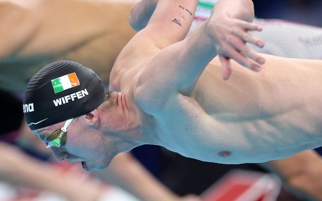 August 4, 2024: Daniel Wiffen of Team Ireland competes in the Men\'s 1500m Freestyle Final on day nine of the Olympic Games Paris 2024 at Paris La Defense Arena in Nanterre, France. 