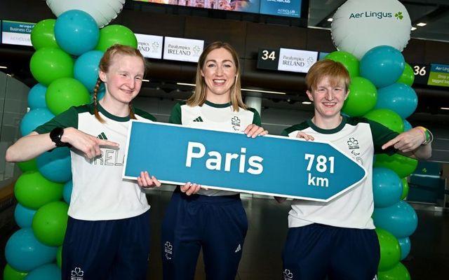 August 7, 2024: Members of Team Ireland at Dublin Airport before flying to training camps in Lisbon, Portugal.