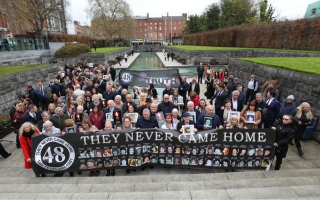 April 18, 2024:  Supporters and family members of the 48 deceased Stardust victims gather in Dublin\'s Garden of Remembrance to celebrate the \"unlawful killing\" verdict.