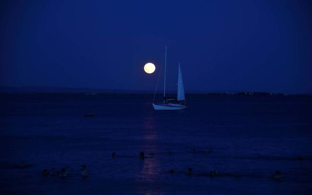 Moon over Galway Bay in Co Galway.