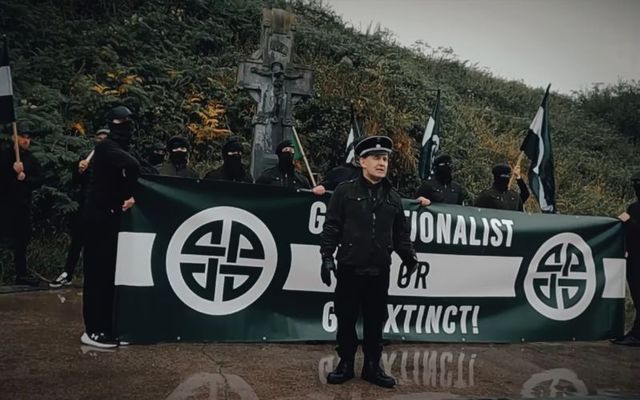 August 22, 2024: Justin Barrett speaking at the monument to Michael Collins at Béal na Bláth alongside members of the Cork Unit of Clann Éireann and the Munster Brigade of An Sciath Náisiúnta.