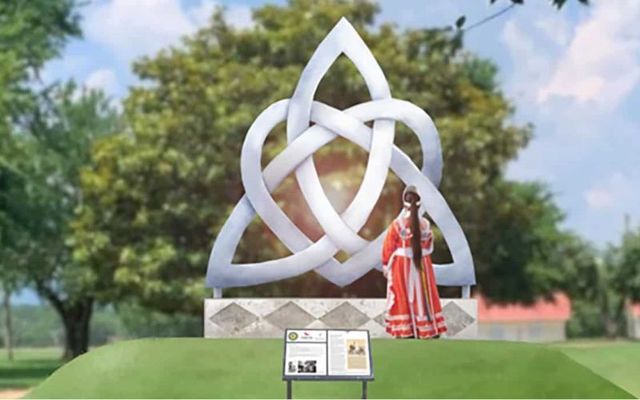 A rendering of \"Eternal Heart,\" the new sculpture by Samuel Stitt honoring the Irish-Choctaw relationship.