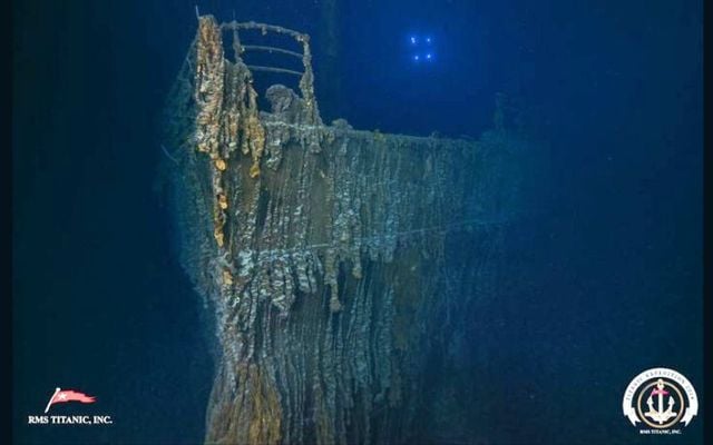 New images reveal the Titanic\'s iconic bow has fallen to the ocean floor