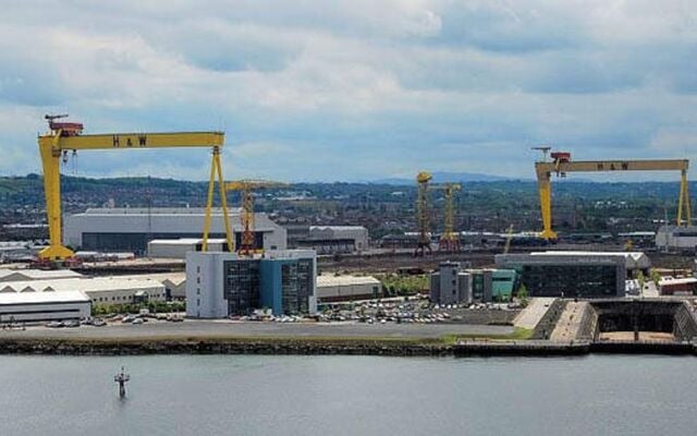 Harland and Wolff\'s iconic gantry cranes Samson and Goliath in Belfast.