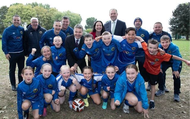 September 25, 2024: Ministers Catherine Martin, Thomas Byrne, and Paschal Donohoe at Cambridge FC in Ringsend, Dublin to announce the new sports funding.