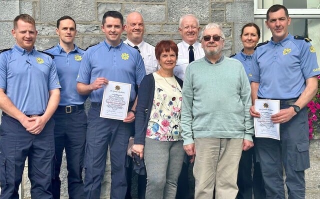 Garda Dara Melia, Garda Brendan Talty, Garda Shane Riddell, Superintendent Ollie Baker, Kathleen Kenny, Chief Superintendent Gerry Roche, Killian Kenny, Inspector Georgina Lohan and Garda Randal Considine.