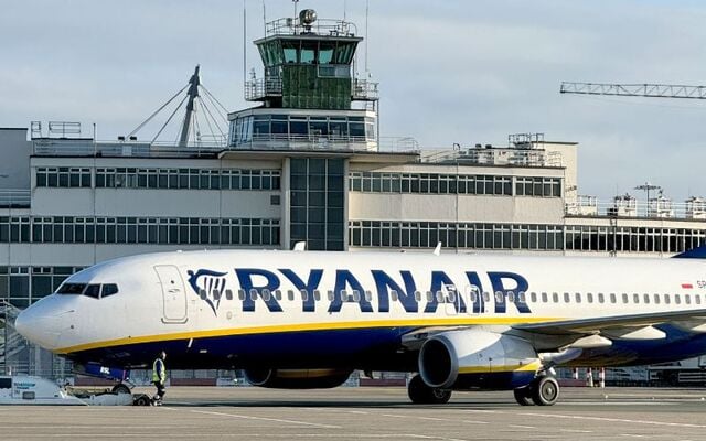 A Ryanair plane at Dublin Airport.