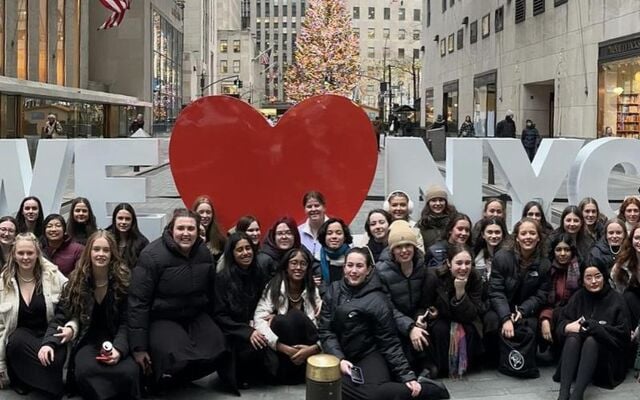 Members Donegal\'s Danu Young Women\'s Choir at Rockefeller Center, in New York.