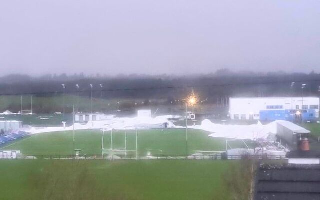 January 24, 2025: The Connacht GAA Air Dome in Co Mayo after it was flattened by Storm Éowyn.