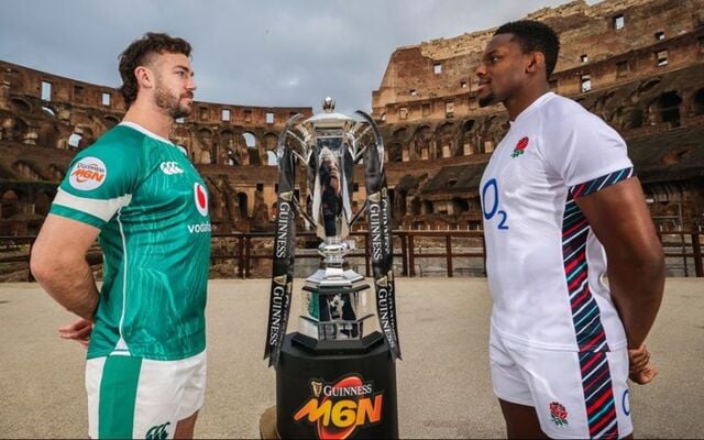 January 21, 2025: Ireland\'s Caelan Doris and England\'s Maro Itoje at the launch of the 2025 Guinness Six Nations Championship at the Colosseum in Rome, Italy.