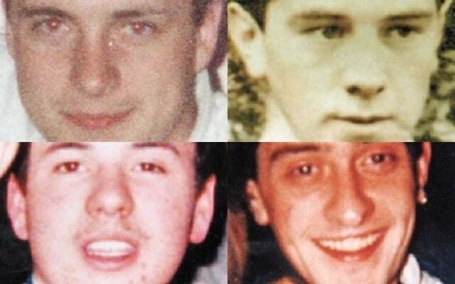 Kevin O\'Donnell (top left), Patrick Vincent (top right), Peter Clancy (bottom left), and Sean O\'Farrell (bottom right).