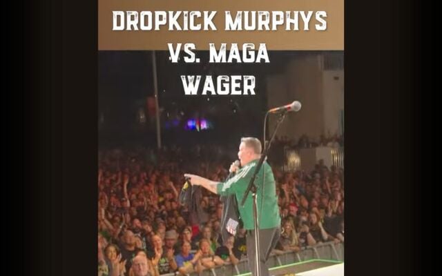 Dropkick Murphys frontman Ken Casey challenges a MAGA audience member to a wager.