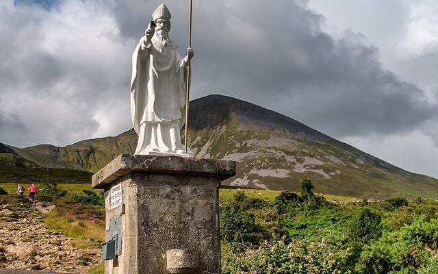 A statue of St. Patrick at Croagh Patrick, a pilgrimage site, in County Mayo.