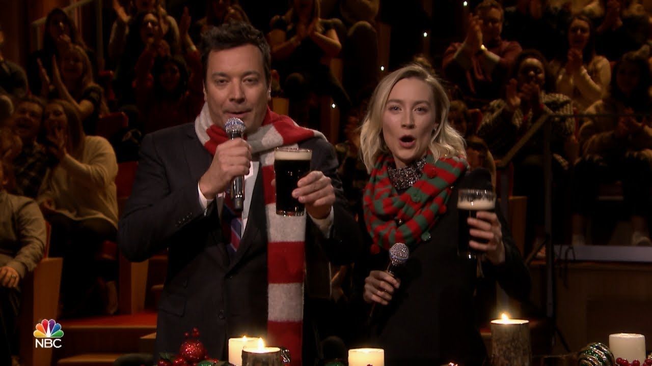 Saoirse Ronan, Jimmy Fallon sing Fairytale of New York