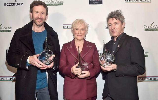 Chris O\'Dowd, Glenn Close, and Aidan Gillen at the Oscar Wilde Awards
