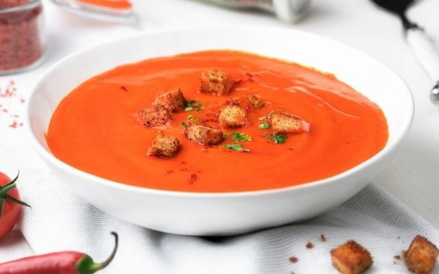 Roast beetroot and tomato soup with caraway seeds from The Brother Hubbard Cookbook