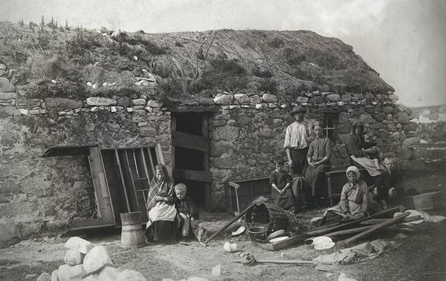 Part of Sean Sexton\'s Irish collection, photo of an eviction in Derrybeg, County Donegal, circa 1888.