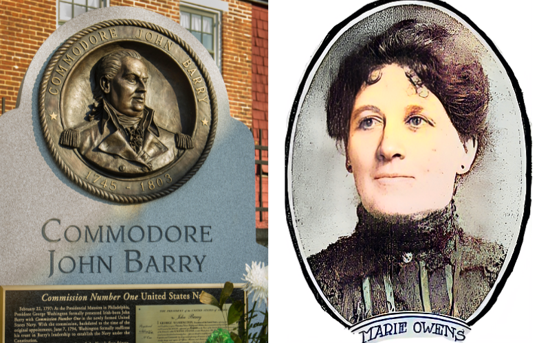 Wexford born Commodore Barry Memorial / Marie Connolly Owens - the first female police officer in the United States