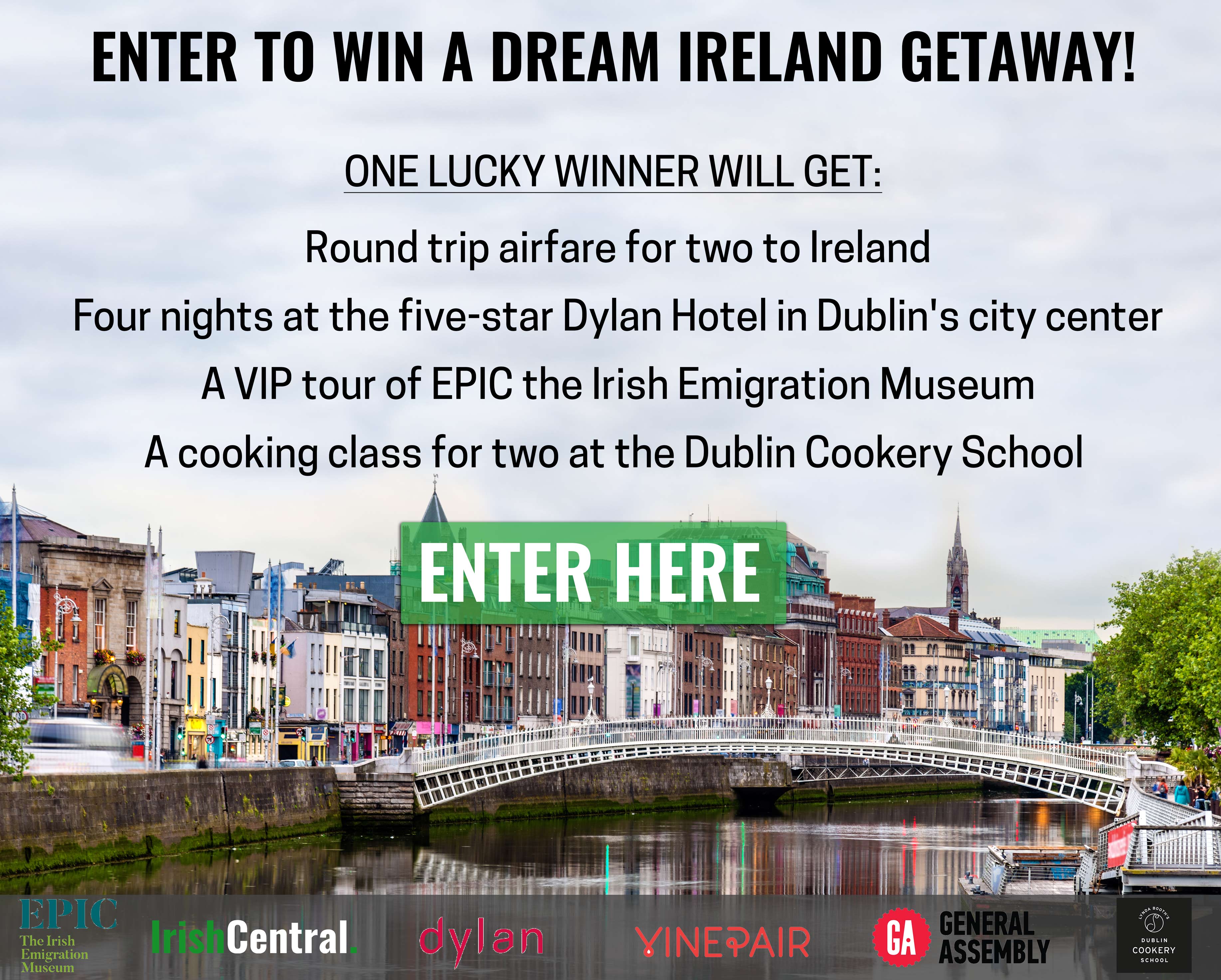 Win a dream Ireland getaway for two! Airfare, hotel, and fun in Dublin